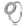 Ny 100% 925 Sterling Silver Pandora Ring Mode Populär Charms Bröllopsring för Kvinnor Hjärtformade Lovers Runda Ringar DIY Smycken