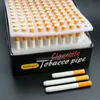 100pcs/lot Ceramic Cigarette Hitter Smoking Pipe Shape Yellow Filter Color 100pcs box 78mm 55mm One Hitter Bat Metal