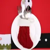 Mini Christmas Knit Sock Decorations For Cutlery Knife And Fork Stocking Bag Cover Pocket Xmas Candy Pouch Gifts Bag6691527