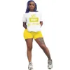 Yaz Kadın Şort Kıyafetleri Mektup 2 Parça Set Trailsuit Kolsuz Sportswear İnce Gömlek Pantolon Spor Takımları Kadın Giyim 8888