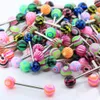 100pcs Mix Style barbell bar tongue piercing rings fashion stainless steel mixed candy colors men women body jewelry