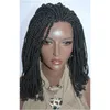 Högkvalitativ virkad hårflätor Spring Kinky Twist Spets Front Short Micro Braid Curly Wig For Africa American L