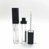 5ml Empty Square Lip Gloss Tube Plastic Clear Lipstick Lip Balm Bottle Container with Lipbrush Black Cover for DIY Lip Refillable Makeup
