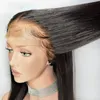 Natural Black Silky Straight Soft Full Hair 13x6 Synthetic Lace Front Wig Glueless 10% Human Hair Wigs Heat Resistant Fiber For Black Women