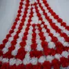ゴージャスな白と赤の手作りの花のウェディングドレスボールガウン2020冷たい肩のコルセットバックアフリカのウェディングドレスプラスサイズのブライダル