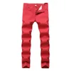 Mens Jeans Stretch Skinny Slim Color Denim Chino Pants For Men Casual Jeans Pants Men Sweat Clothes Khaki Black Red White238f