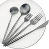 30st / set guld bestick set rostfritt stål dinnerware knivar dessert gaffel efterrätt skedar te skedar middag silverware kök porslin set