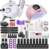 Manicure Set Acrylic Nail Kit With 120/80/54W Nail Lamp 35000RPM drill Machine Choose Gel Polish