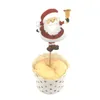 Julkaka Flagga Party Cake Plug-in Dekoration Hjort Santa Claus Cupcake Toppers DIY Dekorationer Partihandel YQ00819