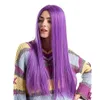 Parrucca anteriore del merletto legata 30" extra lungo rettilineo viola parrucca sintetica del partito di Cosplay mano Parte calore gratuito resistente fibra parrucca di capelli per le donne