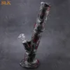 14inch colorful silicone water bongs dragon printing beauty skull straight tube hookah shisha tall water pipe