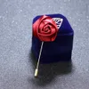 33 färger Luxury Fabric Rose Flower Lapel Pin Mens Uniform Coat Kläder Badge Broaches för kvinnor Bröllopsfest Mode Smycken Tillbehör
