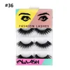 3D Eyelashes 3 Pairs Natural Long Thick Messy Handmade Lashes Hair Extension Plastic transparent Pedicle 10 Styles