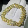 Mens Hip Hop Pulseras de oro simuladas Pulseras de diamantes Joyas Fashion Freed Out Miami Cuban Link Chain Bracelet229d