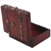 Top-Trä Vintage Lock Treasure Bröst Smycken Förvaring Box Case Organizer Ring Gift