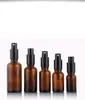 Amber Glass Spray Bottle 10ml 15ml 20 ml 50 ml Lotion Pump Flaskor Kosmetisk behållare Tomt Refillable Pack EEA1020-1