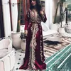 Bourgogne 2020 Musulman À Manches Longues Robes De Soirée Appliques Une Ligne Dubaï Style Arabe Occasion Formelle Robes De Soirée De Bal Sur Mesure