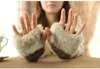 Mode-Frauen Mädchen gestrickte Faux Kaninchenfell Handschuhe Fäustlinge Winter Arm Länge wärmer Outdoor Fingerlose Handschuhe bunte Weihnachtsgeschenke