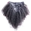 8 stks afro kinky krullende clip in menselijke hair extensions natuurlijke zwarte Mongoolse remy haar clip ins 100g krullende clip in menselijke hair extensions