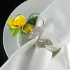 Anillos de servilleta de diamantes de imitación de hierba Futaba, anillo de mantel de Metal para decoración de mesa de banquete de boda, accesorios, hebilla de servilleta de cristal de hotel