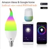 스마트 와이파이 전구는 6W E12 LED 필라멘트 전구 RGBCW 색 알렉사 Google 홈, 디 밍이 가능한 여러 가지 빛깔의 양초와 호환 전구, 변경