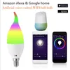 SMART WIFI Glödlampa, 6W E12 LED-filamentlampor RGBCW Färgväxlingslökar, kompatibel med Alexa Google Home, Dimble Multicolor Candle