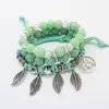 Design de luxe mode hommes femmes à la main arc-en-ciel perles brins Bracelet en pierre naturelle Antique arbre de vie bracelets porte-bonheur