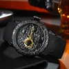 MEGALITH Fashion Gold Dragon Sculpture Orologio da uomo al quarzo Orologio impermeabile quadrante grande Orologi sportivi Orologio da uomo Top Luxury Brand Orologio L2166