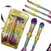 Powder Brush Sereia Makeup Brushes Set Fundação Eyeshadow sobrancelha Eyeliner Blush Blending Contour jogo de escova cosmético 5pcs / lot RRA1422