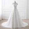 White Marfim Lace Applique Wedding Wedding Vestidos Destacável Cintura Set U-Pescoço Lace Zipper Fixando Noiva Vestido Personalizado Vestidos