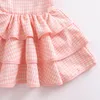 2020 Abiti da principessa di marca per ragazze Cute Petal Sleeve Pink Plaid Tutu Kids Dress Children039s Day abiti firmati Factroy Wh7911574