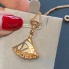 V gold materal luxurious quality nature shell with fan shape pendant necklace and sparkly diamond for women weddding jewelry gift PS5070