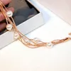 Gros-ins élégant perle multi couche lien chaîne mode bracelet de créateur de luxe pour femme filles or rose 21 cm