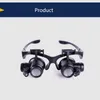 1x Glasses Type Magnifying Glass 10X 15X 20X 25X Eye Jewelry Watch Repair Magnifier Glasses With 2 LED Lights New Loupe Microscope2315316