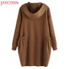 Mode Frauen Winter Warm Outwear Feste Kapuze Taschen Mäntel Weibliche Lange Sleeve Zipper Verdicken Retro Mantel Dropship Nov.18