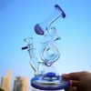 Neueste Double Recycler Heady Glas Bong Slitted Donut Perc Sidecar Wasserpfeifen Einzigartige Bongs Grün Lila Öl Dab Rigs mit Schüssel