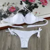 Bikini Solid Strappy Bandage Bikinis Set White Push Up Bikini Swimwear Bandeau Brazilian Swimsuit Bathing Suit Maillot De Bain T191008