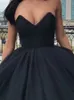 Şık Balo Sweetheart Uzun Siyah Gelinlik Modelleri Kat Uzunluk Masquerade Parti Elbise Bel Siyah Resmi elbise