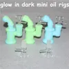 lueur dans le noir Narguilés silicone Brûleur à mazout Bubbler Pipe à eau Bong petits brûleurs tuyaux barboteurs dab rigs pour fumer mini bang capiteux