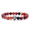 Pulseira de pedra natural Pulseira de charme de luxo Palma Dragão Leão Coruja Armadura Barbell Leopardo Crânio Cruz Buda Pulseira de miçangas