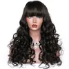 HD Lace Front Human Hair Wigs With Bangs For Women Black Body Wave Full Laces Wig Pre Plucked Brazilian Remy