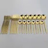 24Pcs Gold Geschirr Set Spiegel Besteck Geschirr 304 Edelstahl Besteck Westlichen Besteck Küche Abendessen LNIFE Löffel Gabel284D