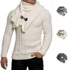 شتاء وشاح قابلة للفصل سترة متبكّمة سحب ملابس خمر Tricot سحب Homme عارض Sueter Maschulino 2019 Sweter Hombre