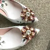 Shipping Diamond Free Stiletto High Heels Pillage Pointed Toes Paisley Printed Rose Flowers Dress SHOES Party Wedding Colours