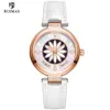 Ruimas Women Watches Luxury Red Leather Strap Automatisk armbandsur Flower Dial Mechanical Watch Lady Girls Waterproof Clock 6776296N