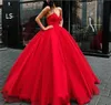 Robe de bal rouge bouffante robes de Quinceanera 2019 princesse chérie sans manches douce 16 filles bal de promo robes de reconstitution historique, plus la taille sur mesure