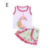 Hela barn designer kläder flickor kläder barn enhörning kort ärm topstassel shorts set sommar baby flicka designer tyg7106970