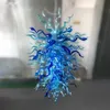 青い色ムラノペンダントランプ芸術的な照明手の吹きガラスモダンなLEDシャンデリアキッチンホテルの装飾
