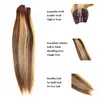 Blanda färg hårförlängningar rakt med 4x4 hårstängning indisk peruansk jungfrulig mänsklig remy hår buntar färg 1b27 828 tum7235923