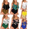 23styles Kobiety Waist Polka Dot Bikini Sexy Druku Swimwear Summer Beachwear Lotus Leaf Kwiatowy Biustonosz Zestaw Swimsuit Kąpiel Suit 2Sets Ljja2277